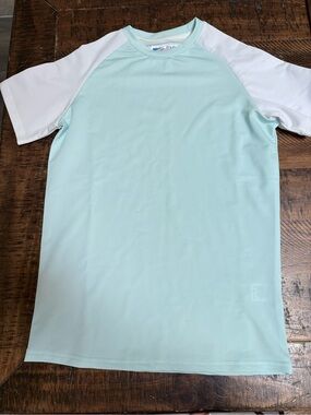Bermies kids Rash Guard Swim Shirt Size 12 Aqua & White